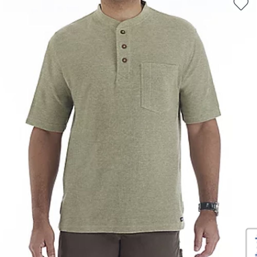 Smith's Workwear Extended Tail Short Sleeve Pocket Gusset Henley Sage Heather XL